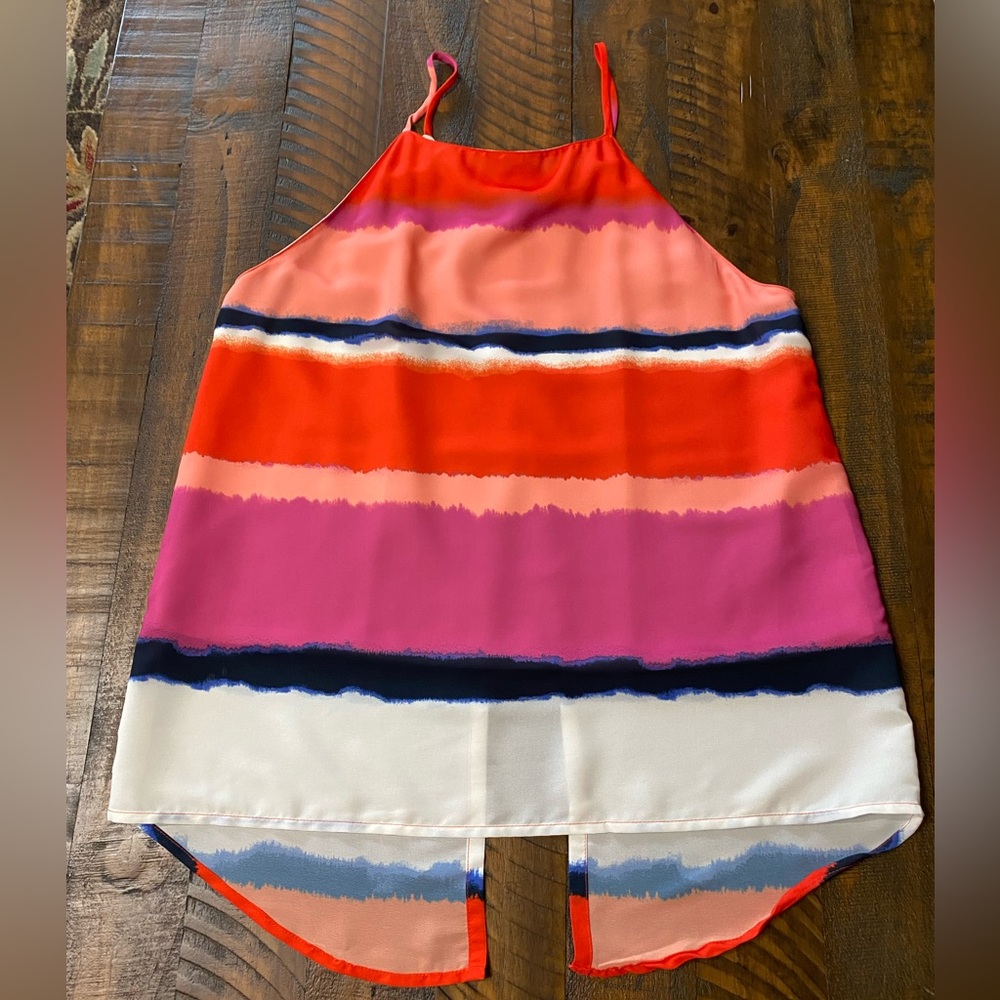 Valette Multicolor Spaghetti Strap Top Sz S Back Opens